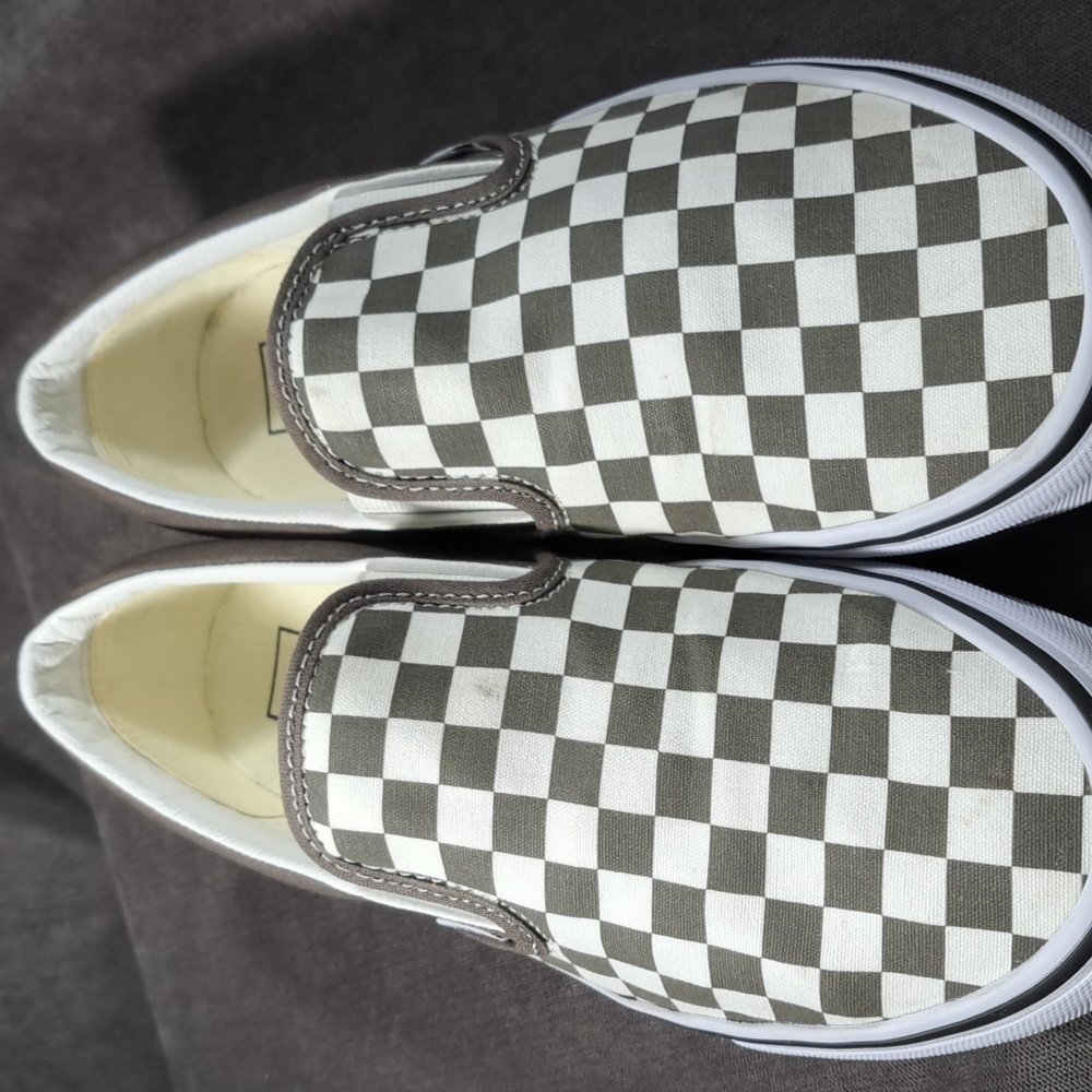 Vans Checkerboard Slip-On Sneakers in White and Gray - Picture 6 of 16